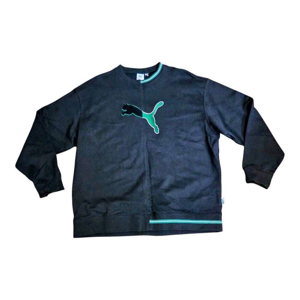 PUMA The Never Worn Crew Sweatshirt Mens Size XL Black Pine Green 533481-01 NWOT
